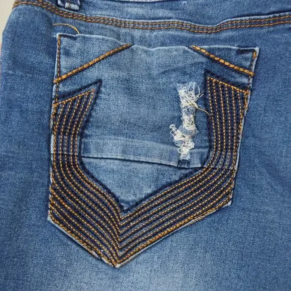 Crocker Embroidered Jean Shorts Women's EU 40 Studded Distressed Medium Blue - Picture 4 of 8